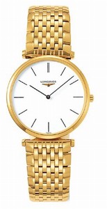 Longines La Grande Classiques Quartz White Dial PVD Gold Coating Stainless Steel Watch# L4.709.2.12.8 (Men Watch)