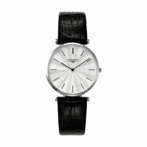 Longines La Grande Classiques Quartz Silver Dial Black Leather Watch# L4.709.4.73.2 (Men Watch)