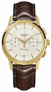 Longines Automatic Silver Dial Gold Case With Brown Leather Strap Watch #L4.756.6.72.9 (Men Watch)