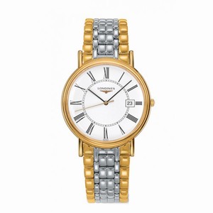 Longines Presence Quartz White Dial Date Roman Numerals Two Tone Stainless Steel Watch# L4.790.2.11.7 (Men Watch)