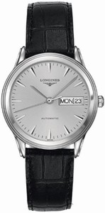 Longines Flagship Automatic Silver Dial Day Date Black Leather Watch# L4.799.4.72.2 (Men Watch)