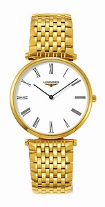 Longines La Grande Classique Quartz White Roman Numerals Dial Gold Tone Stainless Steel Watch# L4.800.2.11.8 (Men Watch)