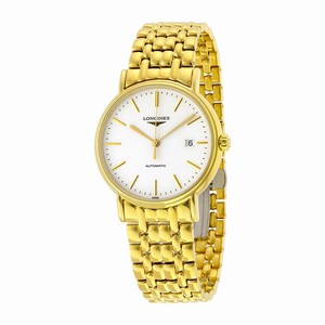 Longines White Dial Fixed Yellow Gold-plated Stainless Steel Band Watch #L4.921.2.12.8 (Men Watch)