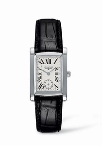 Longines Dolcevita Quartz Roman Numerals Black Leather Watch# L5.502.4.71.2 (Women Watch)