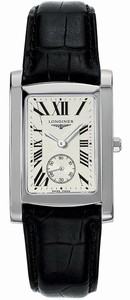 Longines Dolcevita Quartz White Dial Roman Numerals Black Leather Watch# L5.655.4.71.2 (Men Watch)