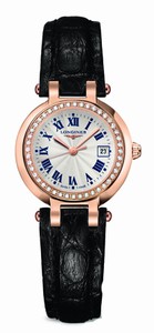 Longines Primaluna Quartz Silver Roman Numerals Dial 18ct Rose Gold Diamonds Bezel Black Leather Watch# L8.110.9.78.2 (Women Watch)