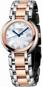 Longines Quartz 18kt Rose Gold/stainless Steel Diamond/mother Of Pearl Dial 18kt Rose Gold/stainless Steel Band Watch #L8.112.5.87.6 (Women Watch)