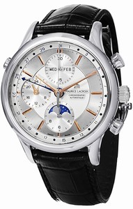 Maurice Lacroix Automatic Chronograph Moon Phase Black Leather Watch # LC6078-SS001-131 (Men Watch)