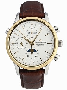 Maurice Lacroix Les Classiques Automatic Chronograph Moon Phrase 18ct Gold Bezel Watch# LC6078-YS101-13E (Men Watch)