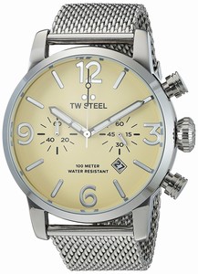 TW Steel Beige Dial Stainless Steel Band Watch #MB4 (Men Watch)