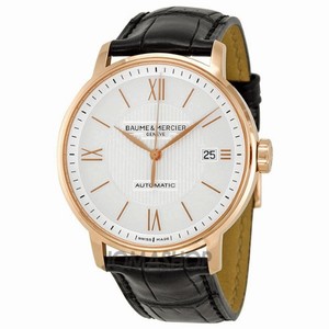 Baume & Mercier 18kt Rose Gold Case Silver Dial Watch #MOA10037 (Men Watch)