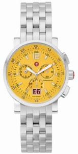 Michele Battery Operated Quartz Polished Stainless Steel Yellow Dial Polished Stainless Steel Band Watch #MWW01K000018 (Women Watch)