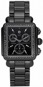 Michele Battery Operated Quartz Black Pvd Steel Black Dial Black Pvd Steel With 3 Link Diamond Bracelet Band Watch #MWW06A000774 (Women Watch)