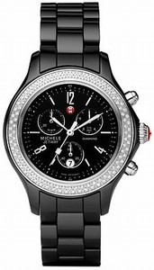 Michele Quartz Black Ceramic Black Enamel Dial Black Ceramic Band Watch #MWW17B000009 (Women Watch)