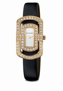 Bvlgari Parentesi Quartz Analog 18ct Yellow Gold and Diamond Bezel Black Satin Watch# PA35WD2GL (Women Watch)