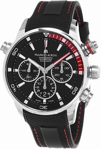 Maurice Lacroix Automatic Chronograph Black Rubber Watch # PT6018-SS001-330-1 (Men Watch)