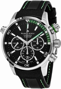 Maurice Lacroix Automatic Chronograph Date Black Rubber Watch # PT6018-SS001-331-1 (Men Watch)