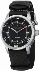 Maurice Lacroix Pontos Diver Automatic Date Black Dial Leather Watch #PT6248-SS001-330 (Men Watch)