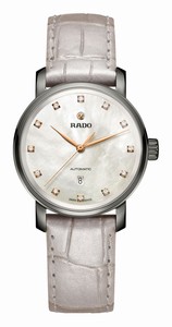 Rado Diamaster Automatic Mother of Pearl Diamond Dial Leather Watch # R14026935 (Women Watch)