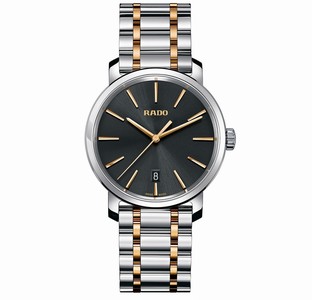 Rado Diamaster Quartz Black Dial Date Two Tone Stainless Steel Watch# R14078163 (Men Watch)