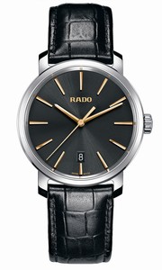 Rado Diamaster Quartz Analog Date Black Leather Watch# R14078165 (Men Watch)