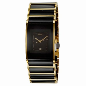 Rado Integral Quartz Analog Date Black Ceramic and Gold Tone Stainless Steel Watch# R20787402 (Men Watch)