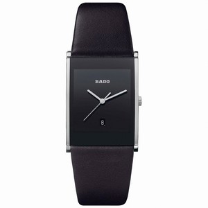 Rado Integral Quartz Black Dial Black Leather Watch# R20861165 (Men Watch)