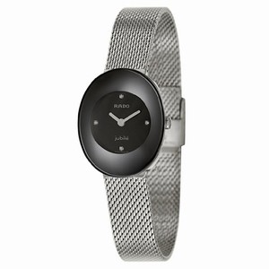 Rado Esenza Quartz Black Diamond Dial Stainless Steel Watch# R53743713 (Women Watch)