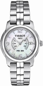 Tissot Tissot T-Classic Battery Operated Quartz Brushed Stainless Steel Mother Of Pearl Dial Brushed Stainless Steel Band Watch #T34.1.781.92 (Women Watch)