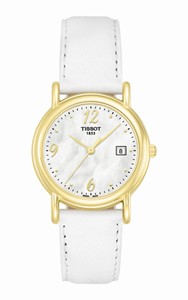 Tissot T-Gold Quartz 18ct Gold Date White Leather Watch# T71.3.129.74 (Women Watch)
