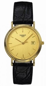 Tissot T-Gold Quartz 18ct Gold Black Leather Watch# T71.3.131.21 (Women Watch)