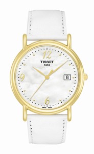 Tissot T-Gold Quartz 18ct Gold Date White Leather Watch# T71.3.429.74 (Men Watch)