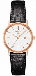 Tissot Quartz Analog Date 18k Rose Gold Case Black Leather Watch# T922.210.76.011.00 (Women Watch)