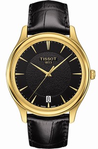 Tissot Fascination Quartz Analog Date 18k Yellow Gold Case Black Leather Watch # T924.410.16.051.00 (Men Watch)