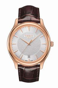 Tissot Fascination Analog Date 18k Rose Gold Case Brown Leather Watch # T924.410.76.031.00 (Men Watch)