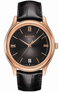 Tissot Fascination Analog Date 18k Rose Gold Case Black Leather Watch # T924.410.76.308.00 (Men Watch)