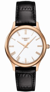 Tissot Quartz Analog 18k Rose Gold Case Black Leather Watch # T926.210.76.013.00 (Women Watch)