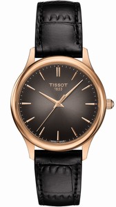 Tissot Quartz Analog 18k Rose Gold Case Black Leather Watch # T926.210.76.061.00 (Women Watch)