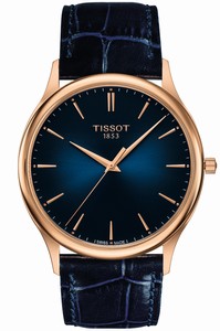 Tissot Quartz Analog 18k Rose Gold Case Blue Leather Watch # T926.410.76.041.00 (Men Watch)