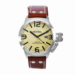 Tw Steel Quartz Date Leather Strap 45mm Canteen Watch #TW1 (Men Watch)