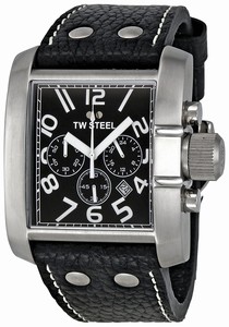 TW Steel Quartz Chronograph Date Black Leather Watch # TW12 (Men Watch)
