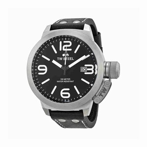 TW Steel Canteen Quartz Analog Date Black Leather Watch # TW22R (Men Watch)