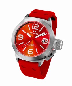 TW Steel Canteen Quartz Analog Date Red Silicone Watch # TW510 (Men Watch)