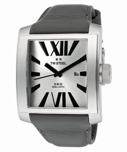 TW Steel Silver Dial Gray Genuine Leather Watch #TW-CE3002 (Men Watch)