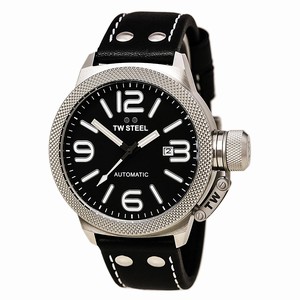 TW Steel Automatic Date Black Leather Watch # TWA950 (Men Watch)