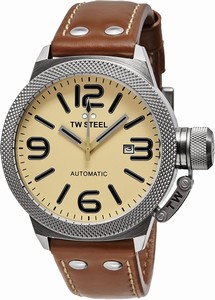 TW Steel Beige Dial Fixed Stainless Steel Band Watch #TWA952 (Men Watch)