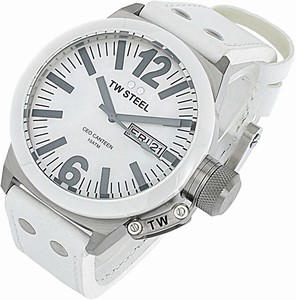 TW Steel White Dial Leather Watch #TWCE1037 (Women Watch)