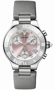 Cartier Quartz Stainless Steel Pink Dial Satin Grey Band Watch #W1020012 (Women Watch)