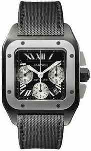 Cartier Automatic Titanium Steel Black Dial Black Fabric Band Watch #W2020005 (Men Watch)