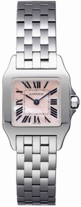 Cartier Calibre 157 Quartz Polished Stainless Steel Pink Mother Of Pearl With Roman Numerals Dial Polished Stainless Steel Band Watch #W25075Z5 (Women Watch)